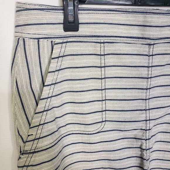 Purnell Womens Mini Skirt Sz 10/30 Indigo Beige Striped Pockets Contrast Stitch - Picture 5 of 9